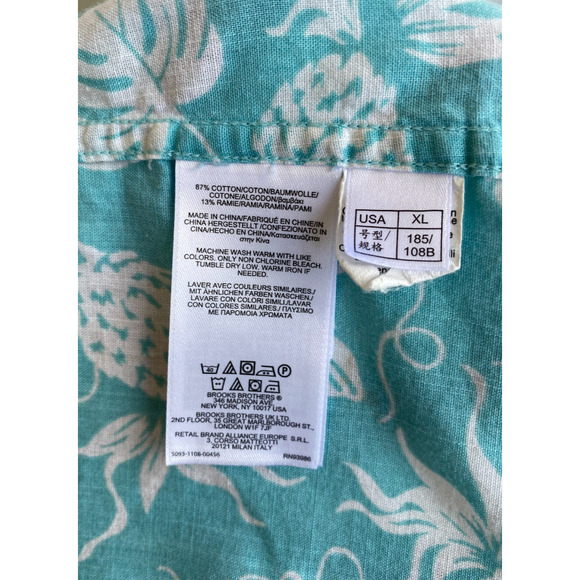 Reyn Spooner Brooks Brothers Shirt Regent Hawaiian Short Sleeve Button Up sz XL - Picture 6 of 7